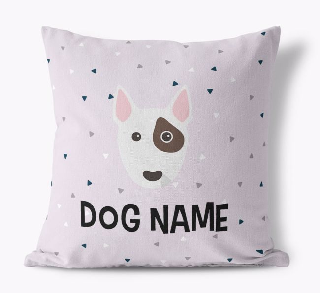 Triangle Pattern with {dogsName}'s Icon: Personalised Canvas Cushion